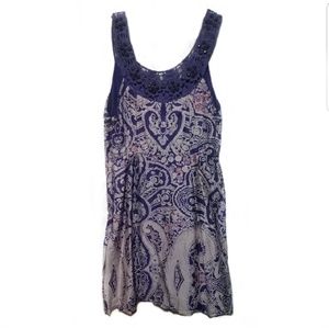 Free People Jeweled Crochet Lace Ethnic Ikat dress
